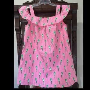 🦜Crown & Ivy pink parrot dress with button detail